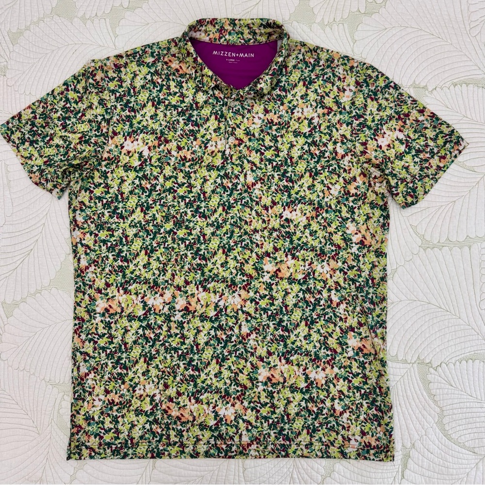 Mizzen+Main Men's Versa Floral Polo Shirt - Trim Fit- Size XL